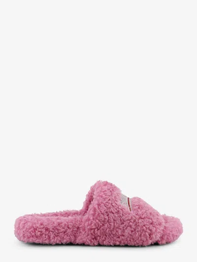 Balenciaga Women Furry Synthetic Fur Sandals In Pink