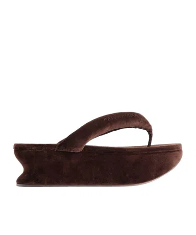 Balenciaga Women's Gaeta Thong In Moka In Brown