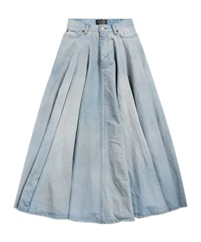 Balenciaga Women's Godet Maxi Skirt In Dirty Light Blue