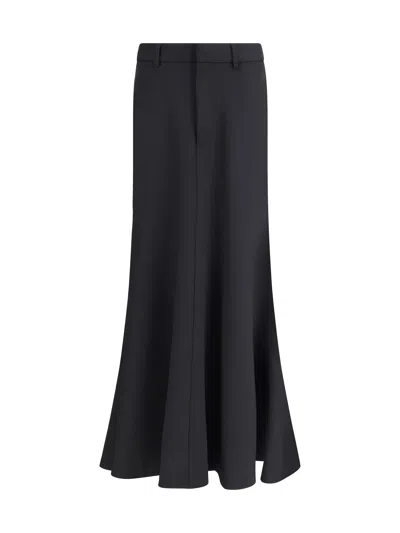 BALENCIAGA BALENCIAGA WOMEN GODET MAXI SKIRT IN VIRGIN WOOL