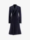 Balenciaga Women Godet Midi Double-breasted Wool Coat In Blue