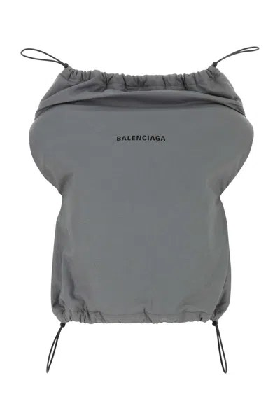 Balenciaga Women Grey Cotton Shoe Bag Top