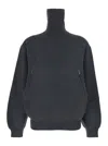 Balenciaga Women Grey Turtleneck Sweater With Rear Zip In Wool Woman In Multi
