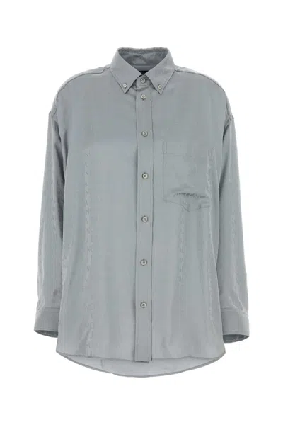 Balenciaga Women Grey Wool Shirt In Gray