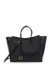 Balenciaga Women 'hampton Medium' Black Handbag With Embossed Logo On The Front And Removable Key Ri In Black