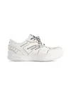 Balenciaga Women Hamptons Worn-out Leather Low-top Sneakers In White