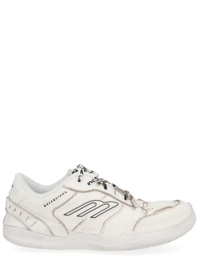 Balenciaga Women Hamptons Worn-out Leather Low-top Sneakers In Neutral