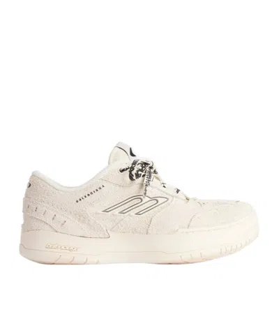 Balenciaga Women's Hamptons Suede Platform Sneaker In Beige/black In Pink
