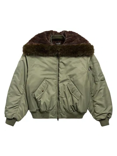 Balenciaga Women's Hooded Bomber Jacket In Green