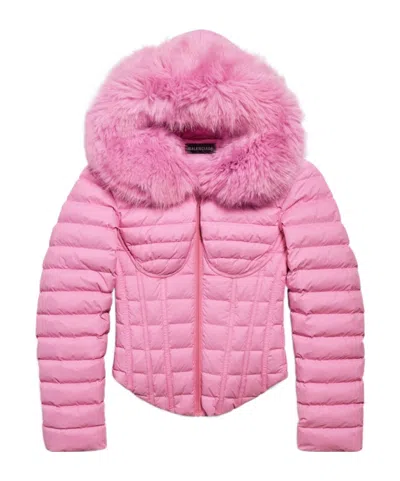 Balenciaga Women's Hooded Corseted Puffer In Pink