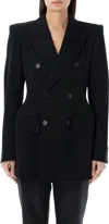 Balenciaga Hourglass Wool Blazer In Black