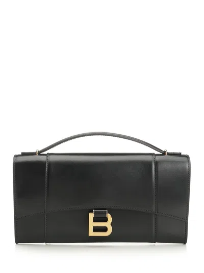Balenciaga Women Hourglass Clutch In Black