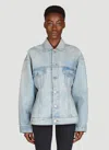 Balenciaga Women Hourglass Denim Jacket In Blue