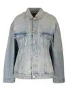 Balenciaga Hourglass-shaped Denim Jacket In Blue