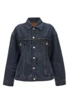 Balenciaga Denim Jacket With Adjustable Waist And Multiple Pockets In Blue