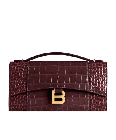 Balenciaga Women's Hourglass Pochette With Chain In Dark Burgundy