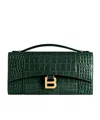 Balenciaga Women's Hourglass Pochette With Chain In Forest Green