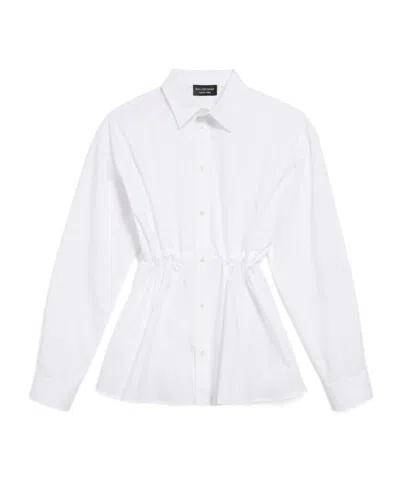 Balenciaga Hourglass Gathered Cotton-poplin Shirt In White
