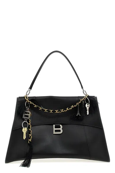 Balenciaga Hourglass Large Soft Top Handle Bag In Black