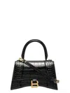 Balenciaga Borsa Hourglass Small Con Lavorazione Coccodrillo Da Donna In Nero