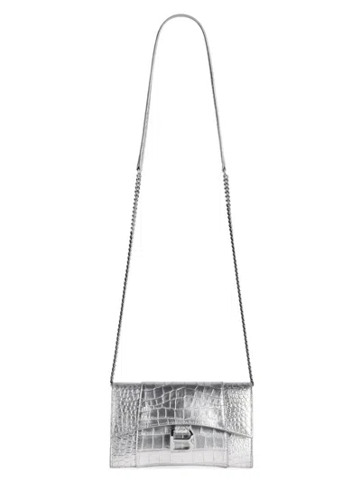 Balenciaga Women's Hourglass Wallet On Chain In Silver