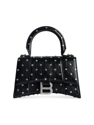 Balenciaga Women's Hourglass Xs Handbag With Rhinestones In Black