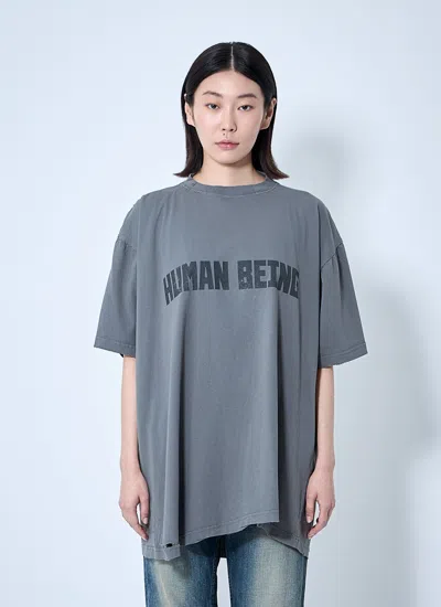 Balenciaga Women Human Being T-shirt In Gray