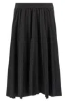 Balenciaga Hybrid Pleated Wool-ramie Midi Skirt In Black