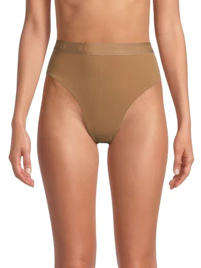 Balenciaga Ribbed Briefs With Logo In Camel