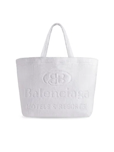 Balenciaga Women's Jumbo Large Towel Fabric Tote Bag In White