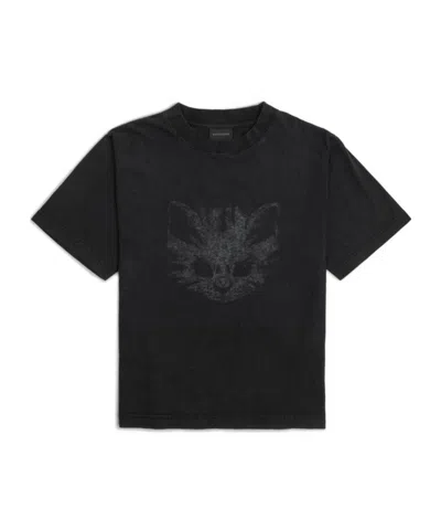 Balenciaga Women's Kittycat T-shirt Medium Fit In Faded Black/white