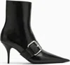 Balenciaga Women Leather Ankle Boots With Maxi Buckle In Black