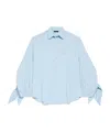 Balenciaga Women Embroidered Viscose Blend Oversize Shirt In Blue