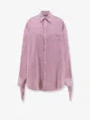 Balenciaga Oversized Striped Cotton Shirt With Knotted Cuffs In Multi