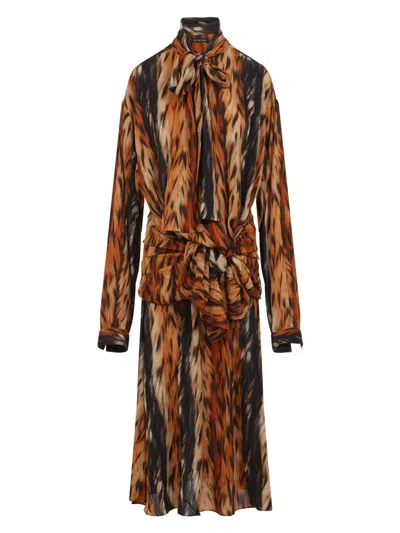 Balenciaga Women's Knotted Dress In Brown