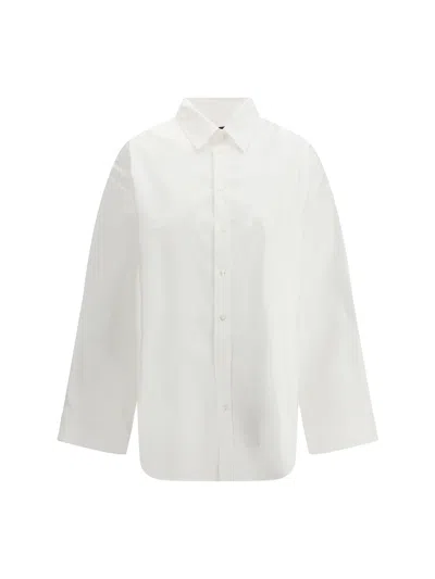 Balenciaga Women Lace-up Cotton Shirt In White