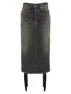Balenciaga Denim Skirt With Laces Interwining In Black