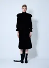 Balenciaga Ruffled Lace-up Midi Dress In Black