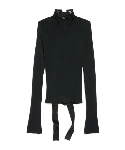 BALENCIAGA BALENCIAGA LACE-UP DETAILED KNIT SWEATER