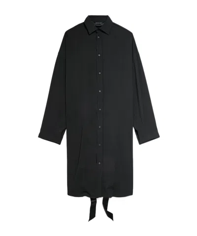 BALENCIAGA WOMEN'S LACE-UP SHIRT DRESS IN BLACK