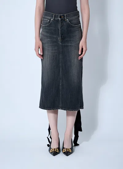 Balenciaga Skirt With Laces In Smoky Grey Denim Women In Gray