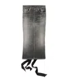 Balenciaga Women Denim Skirt With Laces Interwining In Smoky Grey