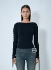 Balenciaga Women Lace-up T-shirt In Black