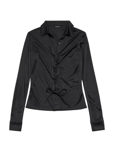 Balenciaga Lace-up Slim-fit Shirt In Black