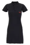 Balenciaga Black Mini Dress With Polo Shirt Style Collar And Logo Detail On The Front In Cotton Woma
