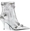 Balenciaga Cagole 90mm Metallic Ankle Boots In Silver