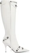 Balenciaga Cagole 90mm Metallic Leather Boots In White