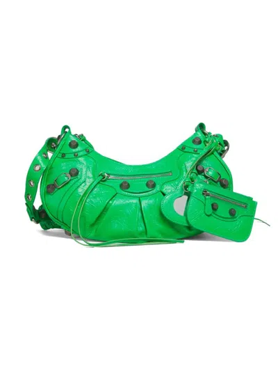 Balenciaga Women's Le Cagole Leather Shoulder Bag In Green