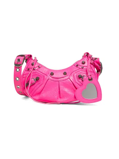 Balenciaga Women's Le Cagole Leather Shoulder Bag In Pink