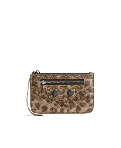 Balenciaga Women's Le Cagole Long Coin And Card Holder With Leopard Print In Brown